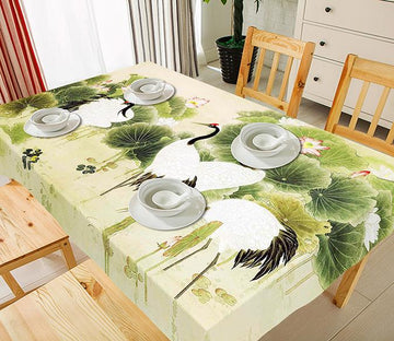3D Lotus Flowers Cranes 265 Tablecloths Wallpaper AJ Wallpaper 