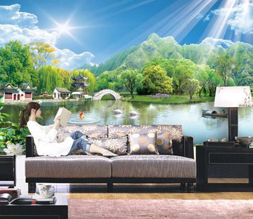 3D Pond And Sunshine Forest Wallpaper AJ Wallpaper 1 