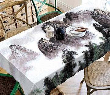 3D Foggy Mountains 253 Tablecloths Wallpaper AJ Wallpaper 
