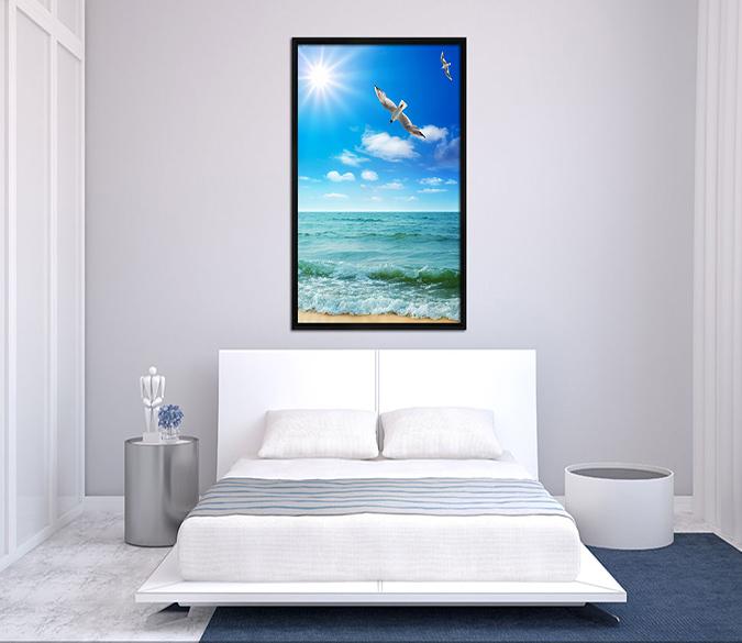 3D Sunshine Seagull 044 Fake Framed Print Painting Wallpaper AJ Creativity Home 