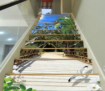 3D Coconut Trees And Birds 1616 Stair Risers Wallpaper AJ Wallpaper 