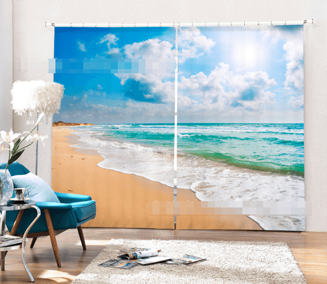 3D Beach Scenery 2086 Curtains Drapes Wallpaper AJ Wallpaper 