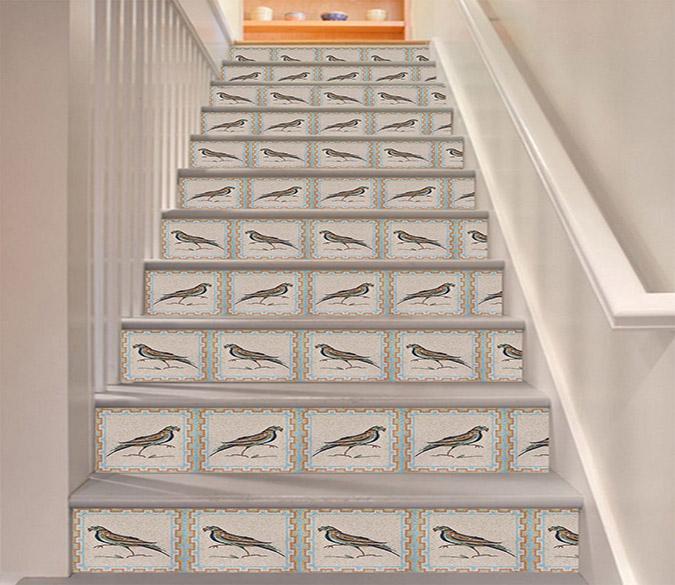 3D Bird Pattern 1681 Stair Risers Wallpaper AJ Wallpaper 