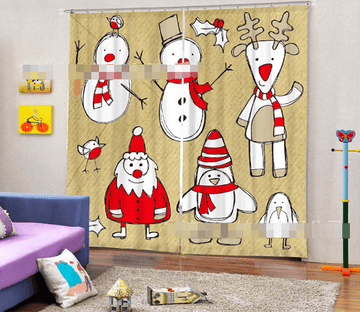3D Lovely Snowman Pattern 2128 Curtains Drapes Wallpaper AJ Wallpaper 