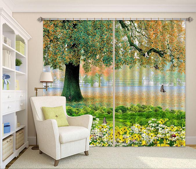 3D Flowers Tree 09 Curtains Drapes Wallpaper AJ Wallpaper 