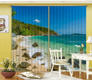 3D Sea Stones Beach 339 Curtains Drapes Wallpaper AJ Wallpaper 