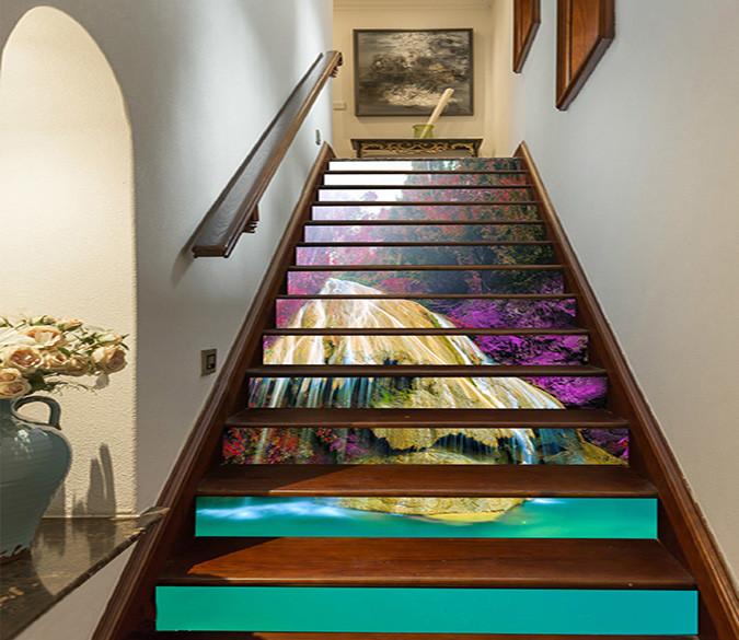 3D Pretty Rock Waterfalls 813 Stair Risers Wallpaper AJ Wallpaper 