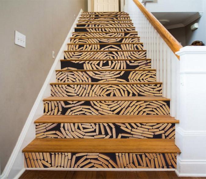 3D Bamboo Mats 1321 Stair Risers Wallpaper AJ Wallpaper 