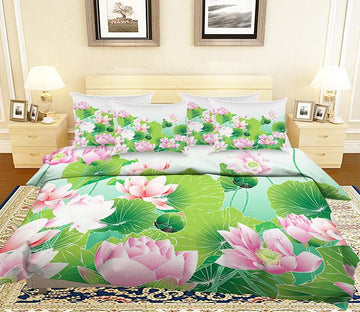 3D Lotus Flowers 62 Bed Pillowcases Quilt Wallpaper AJ Wallpaper 