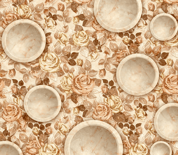 3D Flowers And Plates Floor Mural Wallpaper AJ Wallpaper 2 