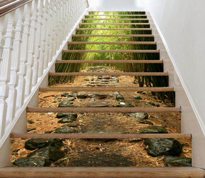 3D Bamboo Forest Stones Stairs 34 Stair Risers Wallpaper AJ Wallpaper 