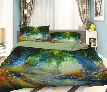 3D Oil Painting River Trees 201 Bed Pillowcases Quilt Wallpaper AJ Wallpaper 
