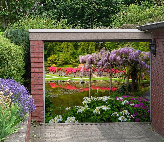 3D Lake Flowers 285 Garage Door Mural Wallpaper AJ Wallpaper 