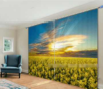 3D Canola Flower Field 912 Curtains Drapes Wallpaper AJ Wallpaper 