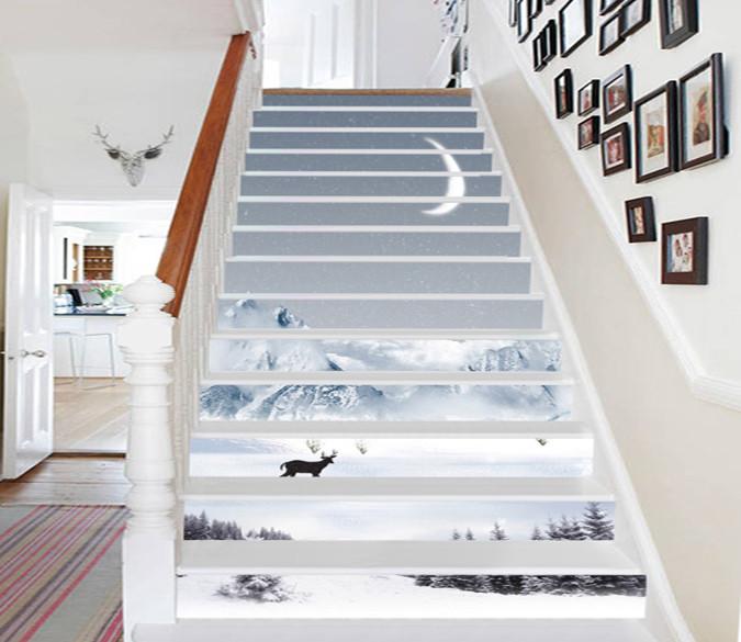 3D Snow Field Starry Sky 763 Stair Risers Wallpaper AJ Wallpaper 