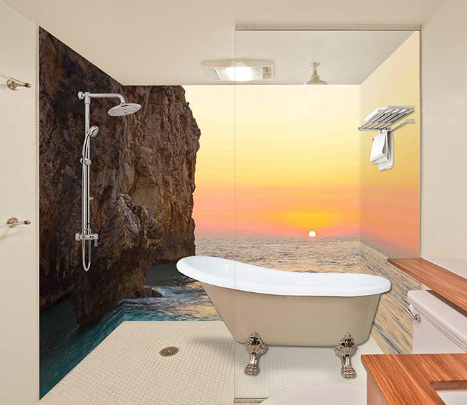 3D Sea Coast Sunset 14 Bathroom Wallpaper Wallpaper AJ Wallpaper 