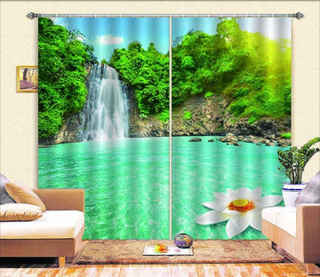3D Lake Waterfall 819 Curtains Drapes Wallpaper AJ Wallpaper 