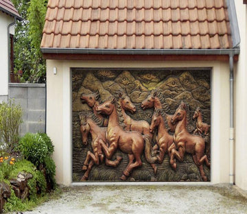 3D Baby Horses Carvings 424 Garage Door Mural Wallpaper AJ Wallpaper 