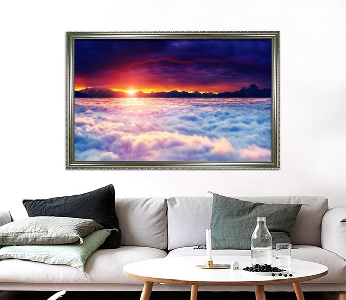 3D Sunset Waves 171 Fake Framed Print Painting Wallpaper AJ Creativity Home 