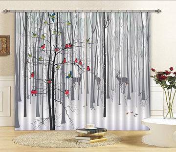 3D Bare Trees Animals 501 Curtains Drapes Wallpaper AJ Wallpaper 