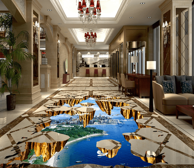 3D City Sky Floor Mural Wallpaper AJ Wallpaper 2 