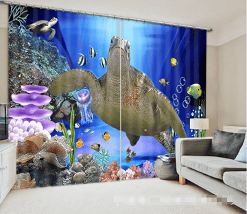 3D Seabed Turtle 1277 Curtains Drapes Wallpaper AJ Wallpaper 