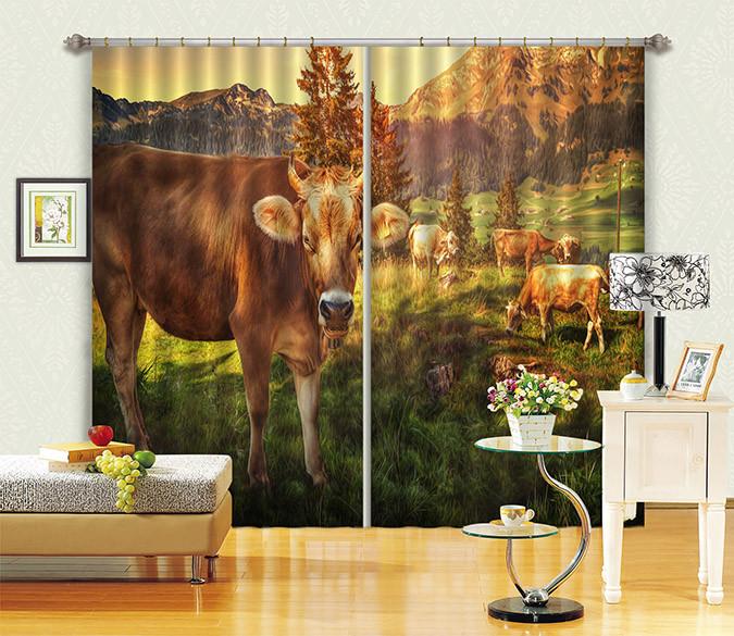 3D Cattle Ranch 24 Curtains Drapes Wallpaper AJ Wallpaper 