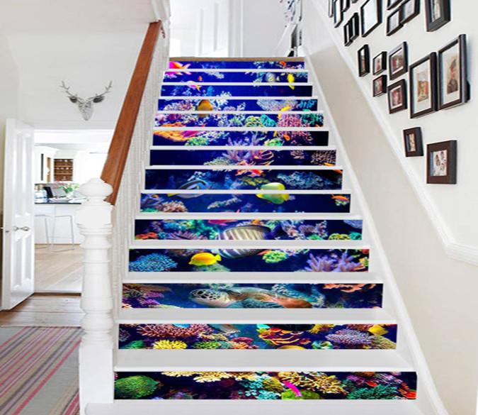 3D Colorful Ocean World 787 Stair Risers Wallpaper AJ Wallpaper 