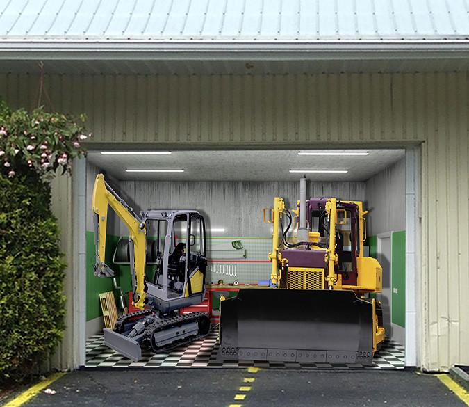 3D Excavators 03 Garage Door Mural Wallpaper AJ Wallpaper 