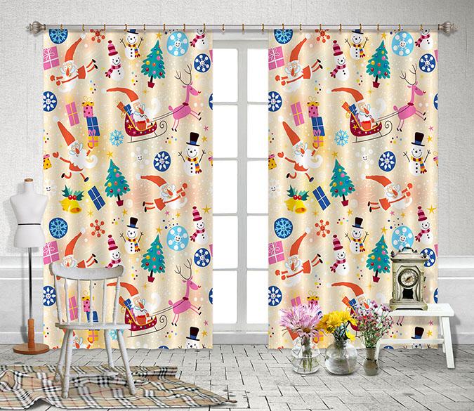 3D Santa Claus Pattern 2398 Curtains Drapes Wallpaper AJ Wallpaper 