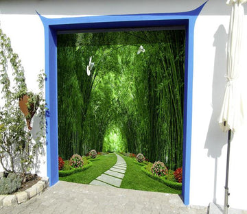 3D Bamboo Forest Stone Road 291 Garage Door Mural Wallpaper AJ Wallpaper 