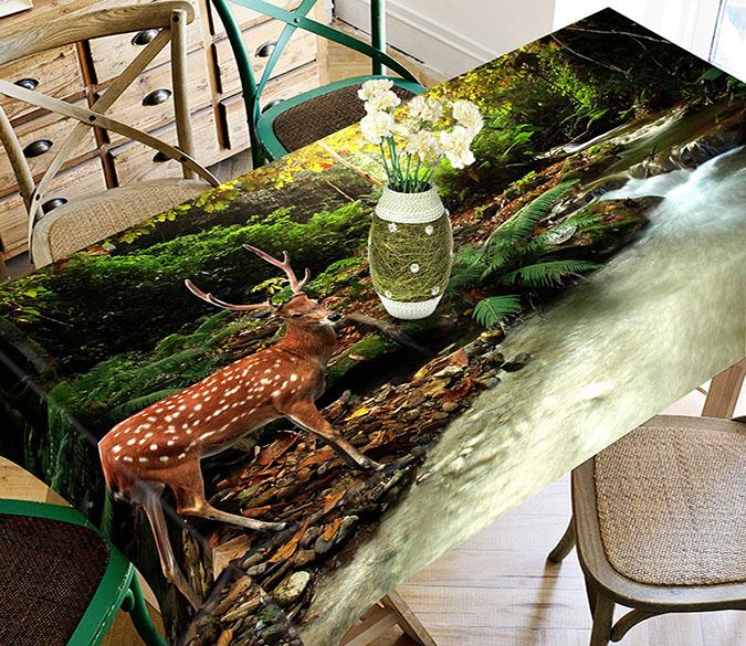 3D Riverside Deer 838 Tablecloths Wallpaper AJ Wallpaper 