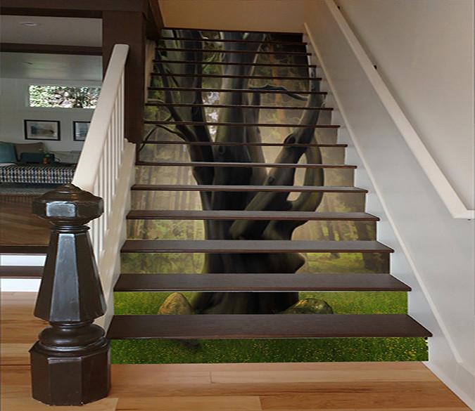 Tree Stair Risers 3D Forest Grand Tree 1608 Stair Risers | AJ Wallpaper