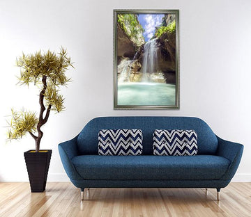 3D Cliff Falls 089 Fake Framed Print Painting Wallpaper AJ Creativity Home 