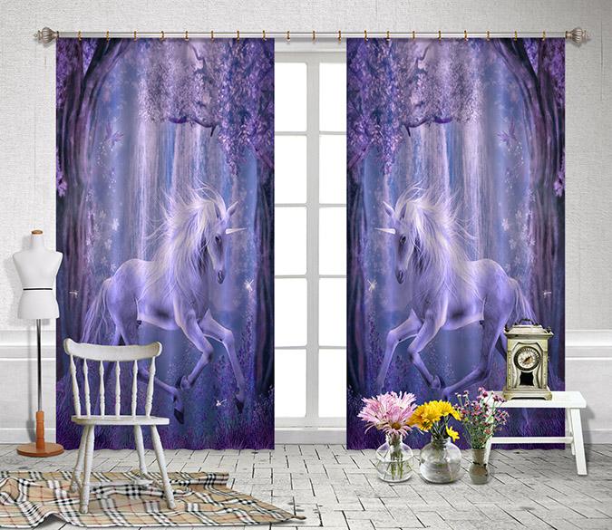 3D Forest Unicorns 2317 Curtains Drapes Wallpaper AJ Wallpaper 