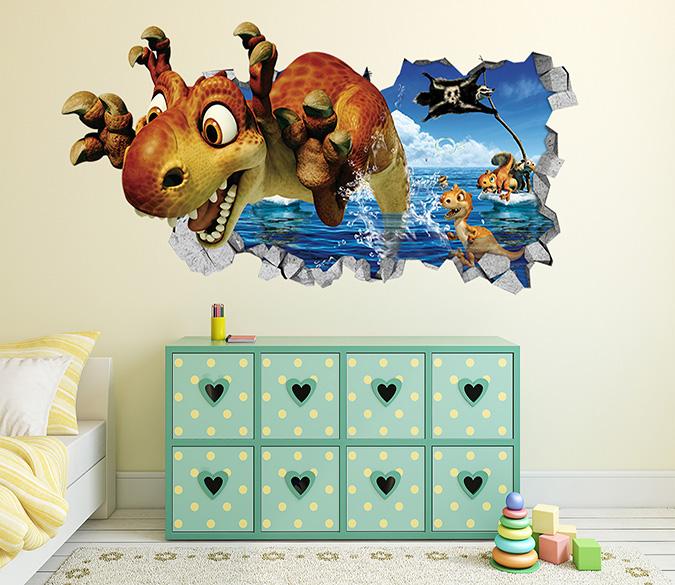 3D Sea Lovely Dinosaurs 44 Broken Wall Murals Wallpaper AJ Wallpaper 