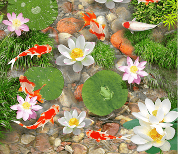 3D Stream Lotus Floor Mural Wallpaper AJ Wallpaper 2 