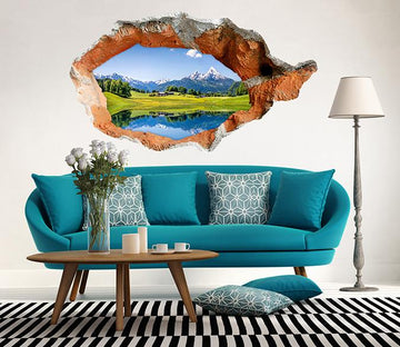 3D Snow Mountain Lake 370 Broken Wall Murals Wallpaper AJ Wallpaper 