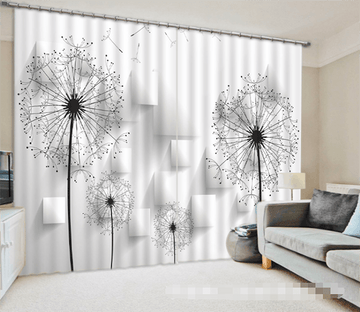 3D Dandelion Pattern 1298 Curtains Drapes Wallpaper AJ Wallpaper 