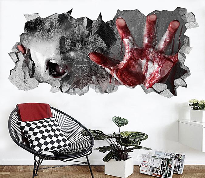 3D Scary Bloody Hand 169 Broken Wall Murals Wallpaper AJ Wallpaper 