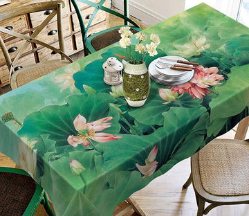 3D Lush Lotus Flowers Leaves 103 Tablecloths Wallpaper AJ Wallpaper 