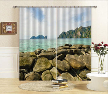 3D Seaside Stones 637 Curtains Drapes Wallpaper AJ Wallpaper 