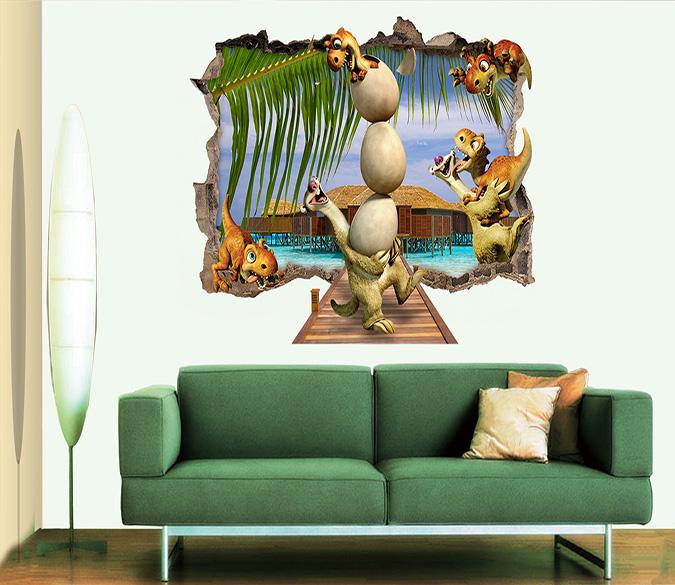 3D Lovely Dinosaurs 13 Broken Wall Murals Wallpaper AJ Wallpaper 