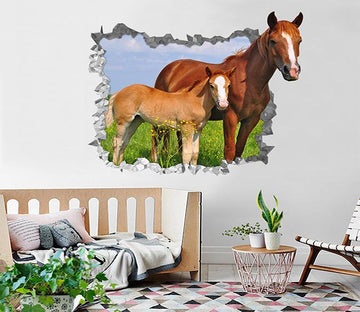 3D Lawn Horses 193 Broken Wall Murals Wallpaper AJ Wallpaper 