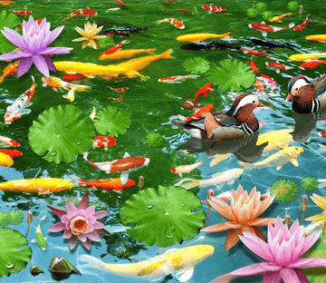 3D Bright Lotus Pond Floor Mural Wallpaper AJ Wallpaper 2 