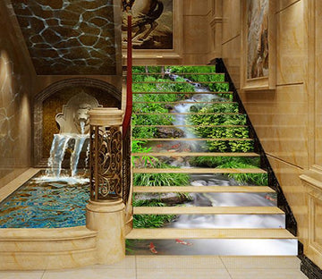 3D Creek Fishes 432 Stair Risers Wallpaper AJ Wallpaper 