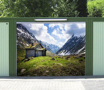 3D Snow Mountain Wood Cottage 209 Garage Door Mural Wallpaper AJ Wallpaper 