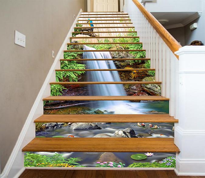 3D Charming Waterfall 1416 Stair Risers Wallpaper AJ Wallpaper 