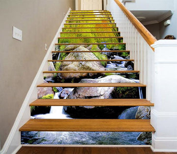 3D Forest River Rocks 1159 Stair Risers Wallpaper AJ Wallpaper 