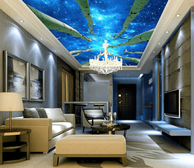 Starry Sky Trees Wallpaper AJ Wallpaper 2 